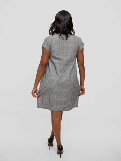 Kakiba Collections Zipporah Checked Dress - Black / Grey - Shopzetu