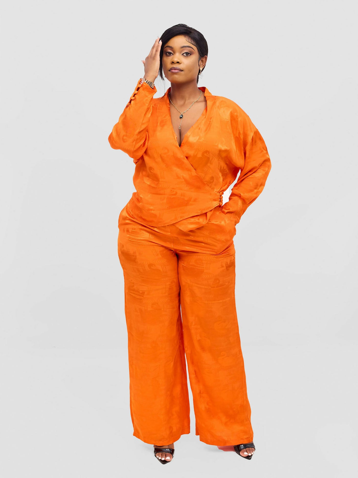 Elegance Fashion Pant Set - Orange - Shopzetu