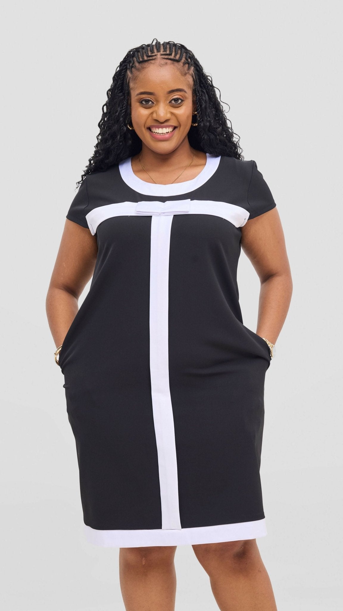 Jolly Fancy Wear Official Shift Dress - Black / White - Shopzetu