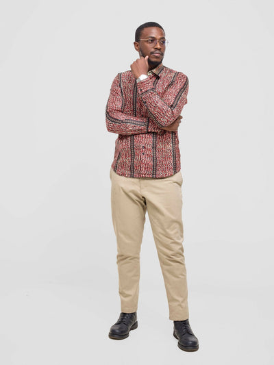 Mendilines Warm African Shirt - Cream / Red Print - Shopzetu
