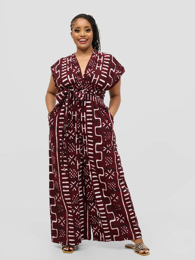 Waridi Africa Mbele Jumpsuit - Brown African Print - Shopzetu