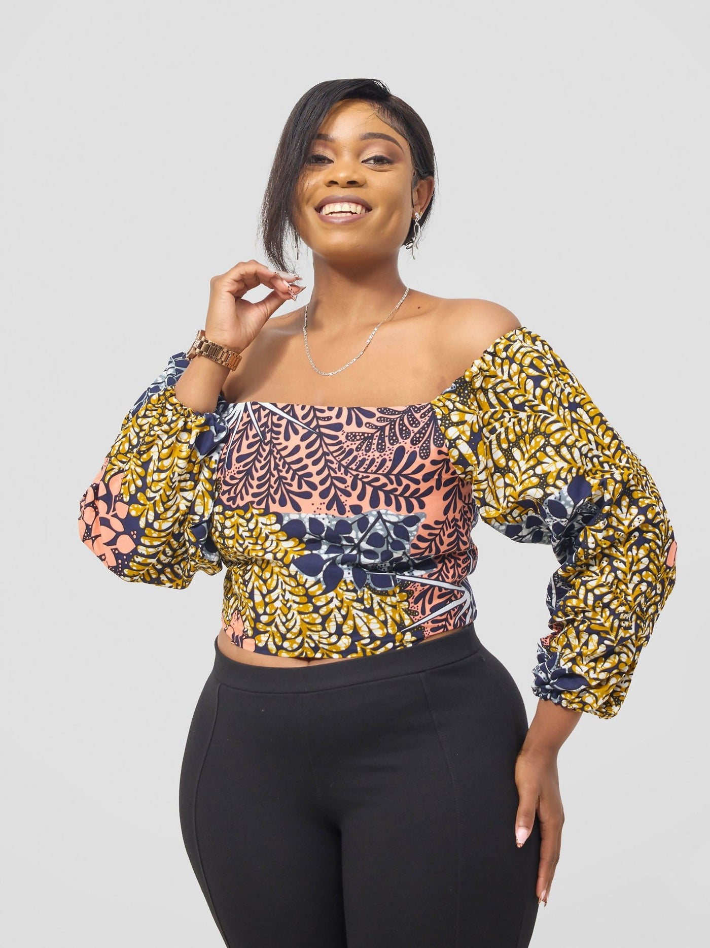 Gravio Fashions Wanja Offshoulder Top - Peach - Shopzetu