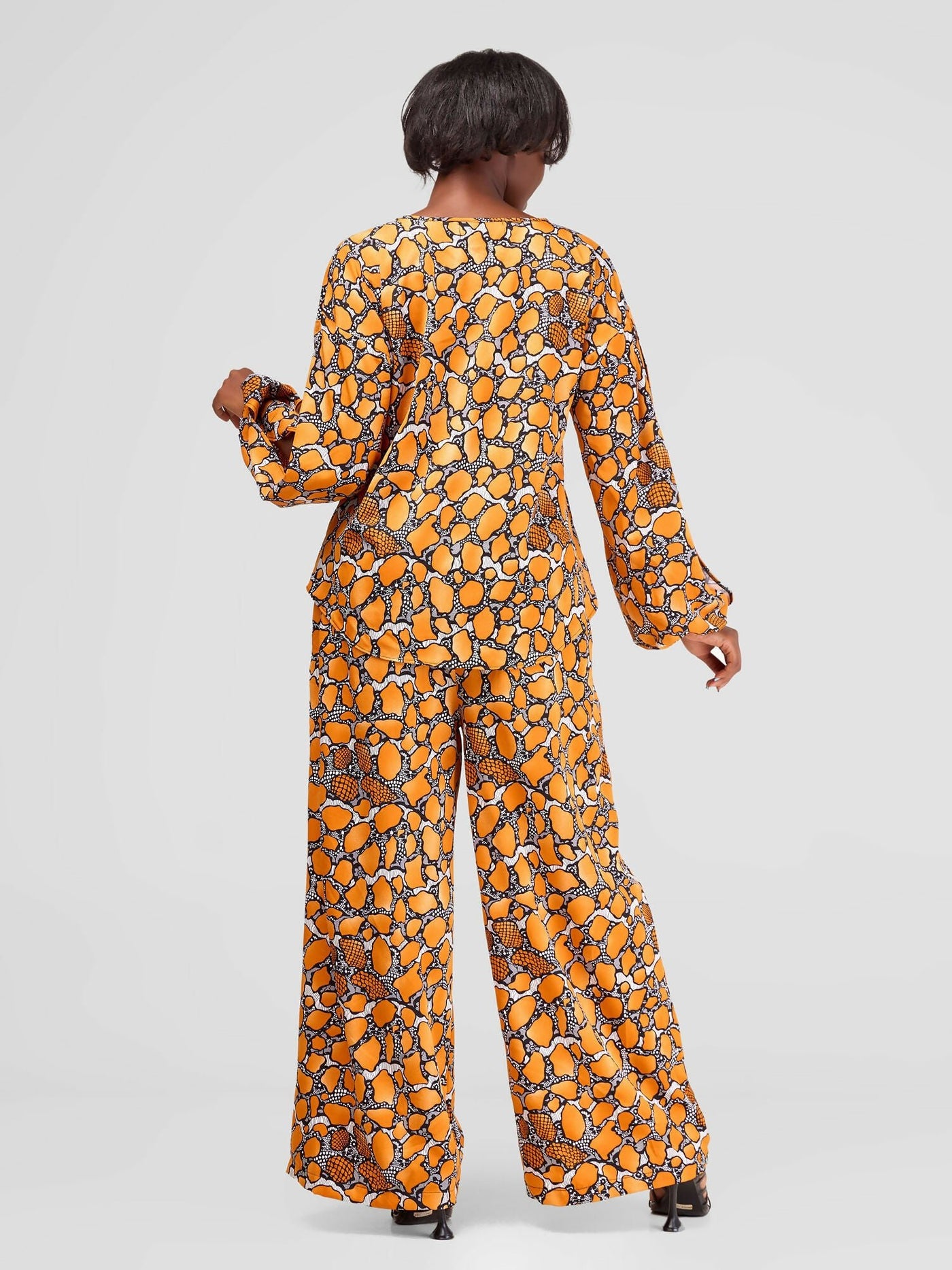 Salok Havilah Soroti Pant Set - Orange Print - Shopzetu