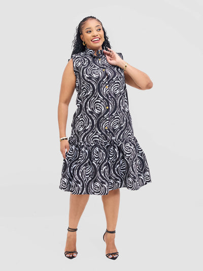Prettygline Lindiwe Sleeveless Dress - Black / White - Shopzetu