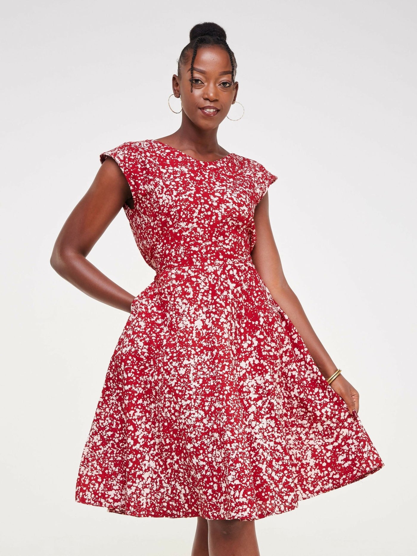 The Fashion Frenzy Raha Skater Dress - Red - Shopzetu