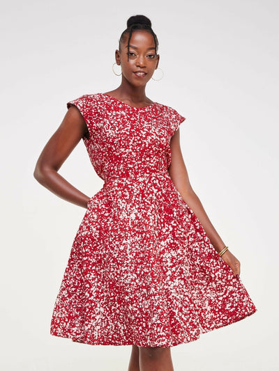 The Fashion Frenzy Raha Skater Dress - Red - Shopzetu