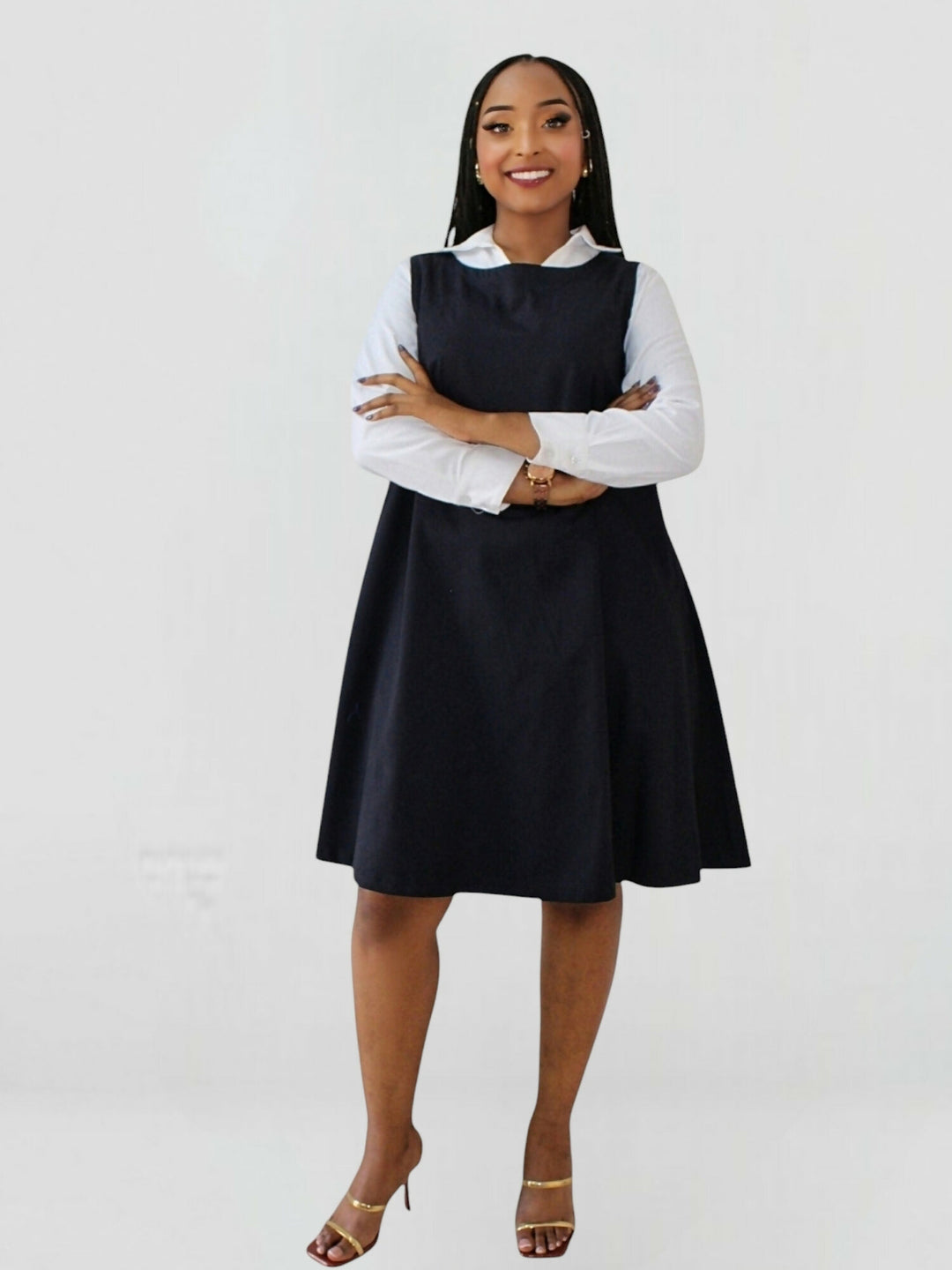 The Fashion Frenzy Zuri Shift Dress - Navy Blue - Shopzetu