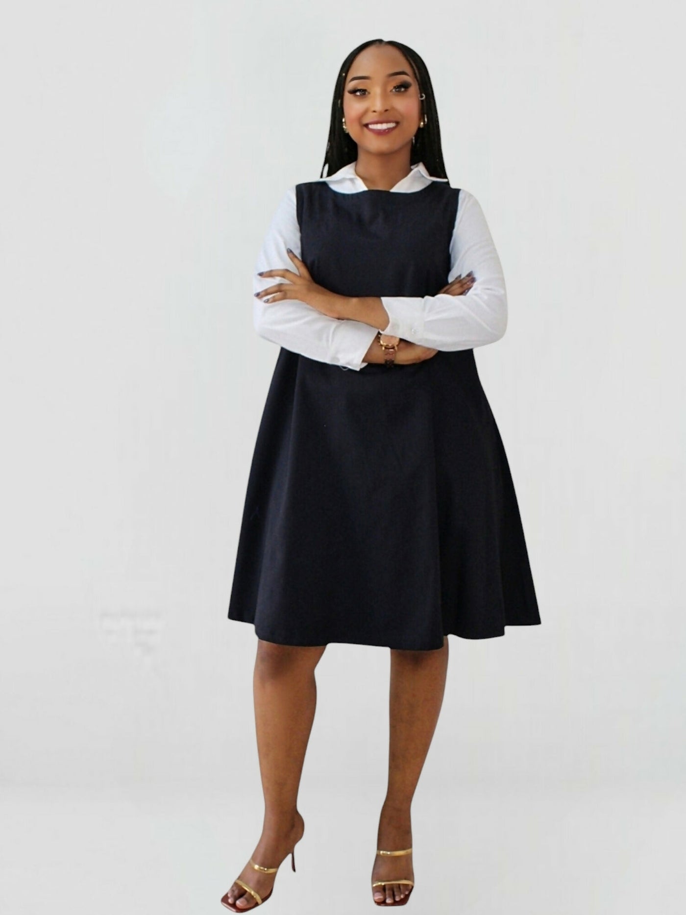 The Fashion Frenzy Zuri Shift Dress - Navy Blue - Shopzetu