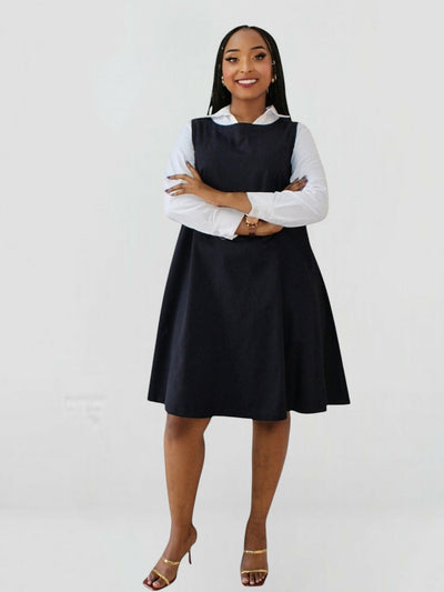 The Fashion Frenzy Zuri Shift Dress - Navy Blue - Shopzetu