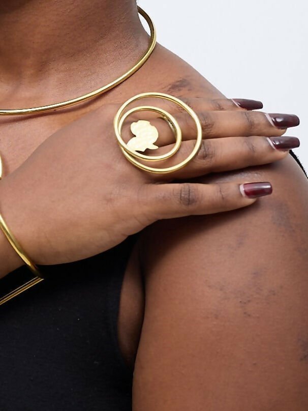 Purely Brass Kamili Ring - Brass - Shopzetu