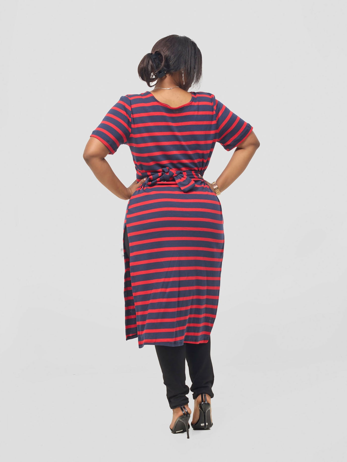 Gravio Fashions Chania Dress - Maroon / Black - Shopzetu