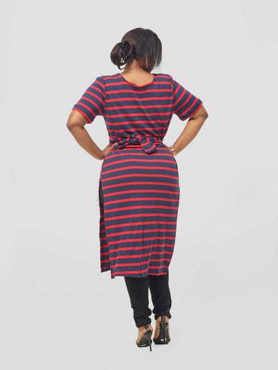 Gravio Fashions Chania Dress - Maroon / Black - Shopzetu
