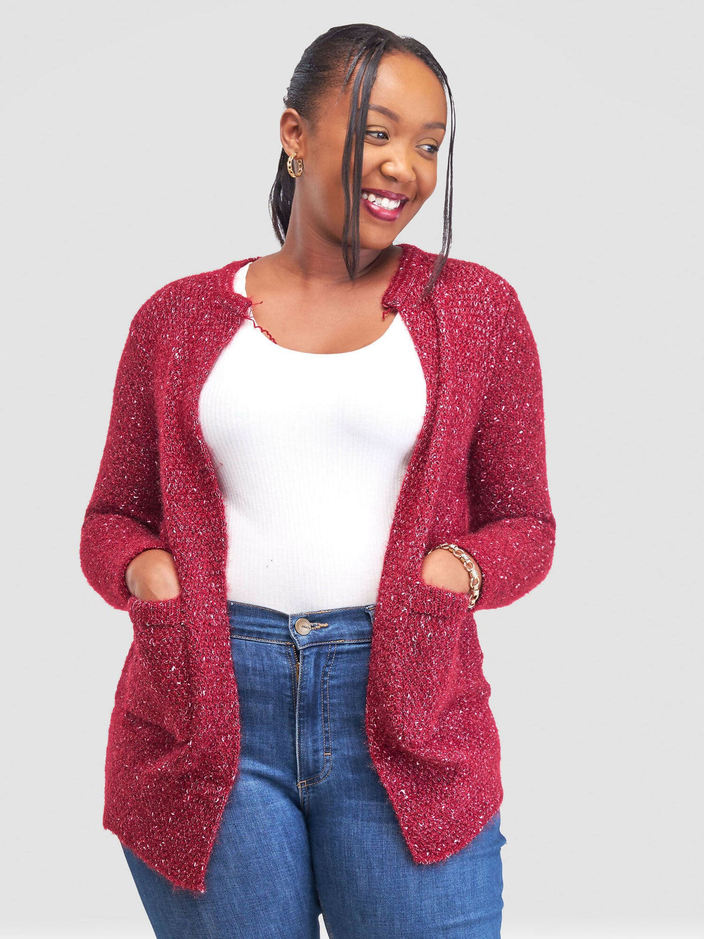 The Fashion Frenzy Waterfall Cardigan - Maroon - Shopzetu