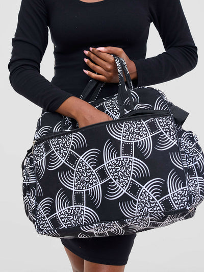 Ankara Artifacts Tolu 2.0 Diaper Bag - White / Black - Shopzetu