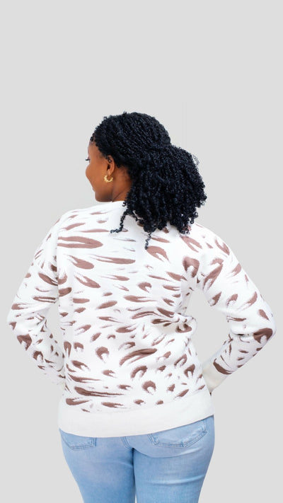 The Fashion Frenzy Printed Pullover Sweater - White - Shopzetu