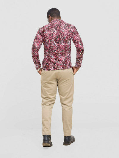 Mendilines Warm African Shirt - Maroon Print - Shopzetu