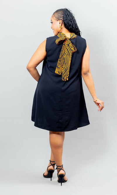 African Yuva Arya Shift Dress - Black - Shopzetu