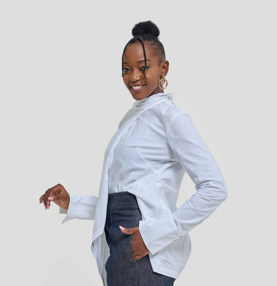 The Textile Loft Handkerchief Blouse - White - Shopzetu
