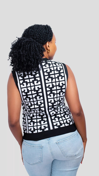 The Fashion Frenzy Sleeveless Sweater Top - Black - Shopzetu