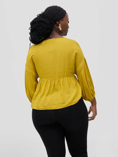 Zuana Comfortable Cotton Top - Mustard - Shopzetu
