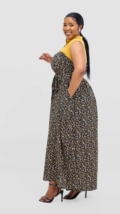 Rimyel Limited Button Dress - Mustard - Shopzetu