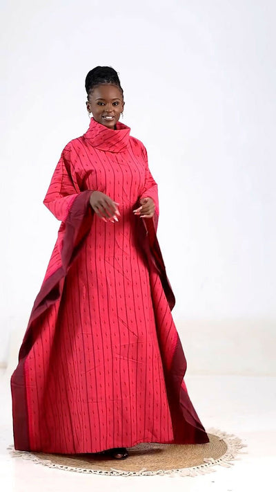 Rafiki Threads Coral Dera Dress - Coral Print - Shopzetu