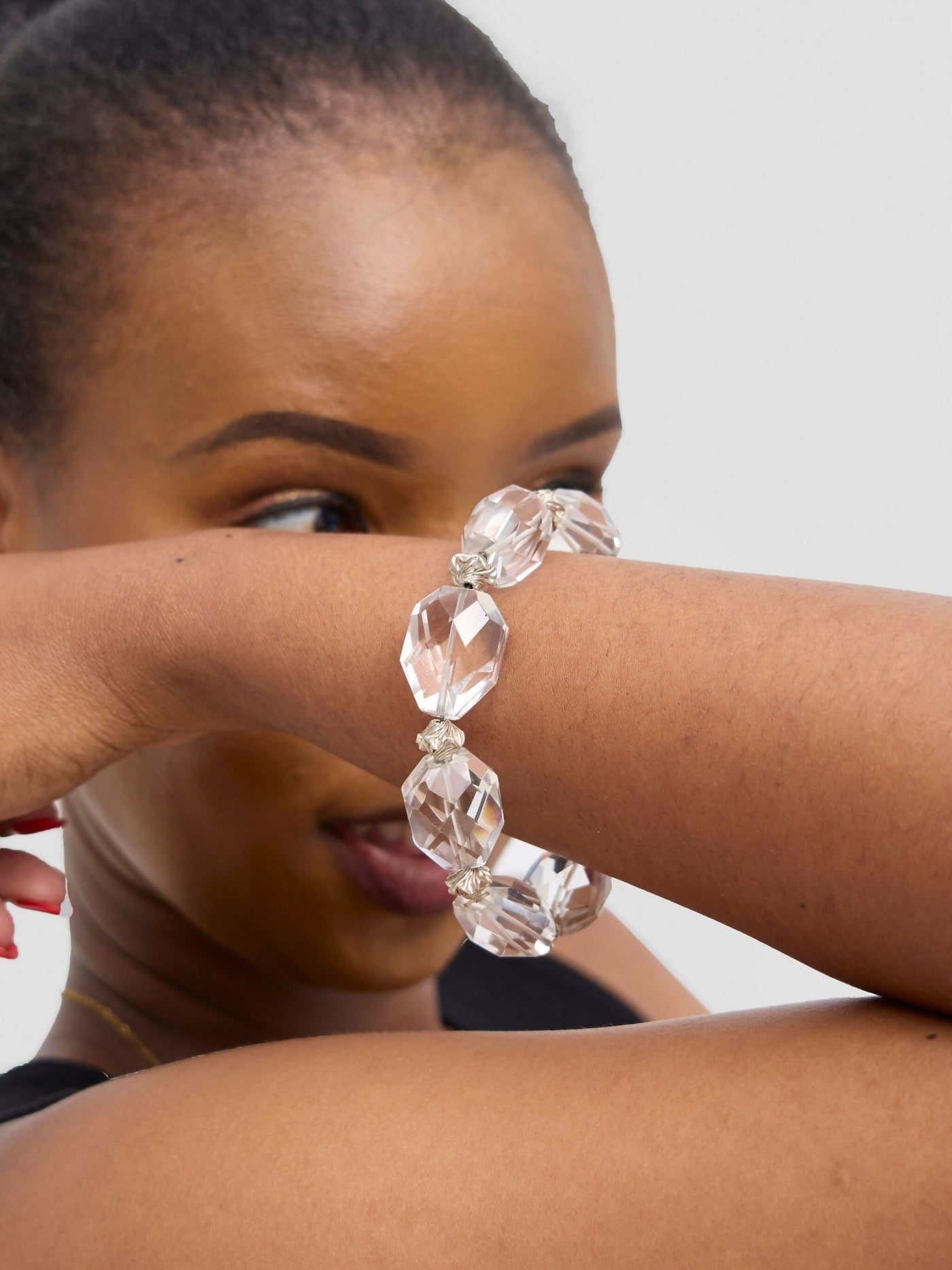 Exotic Gemstones Jewellers Quartz Crystal Bangle - Clear - Shopzetu