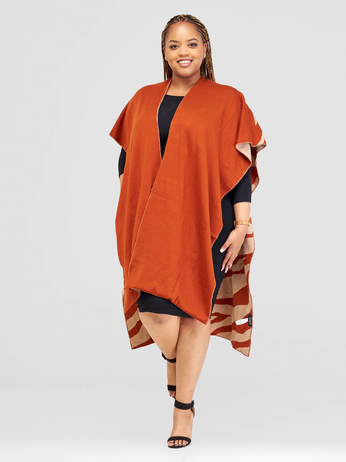 Anel's Double Sided Zenny Poncho - Rust - Shopzetu