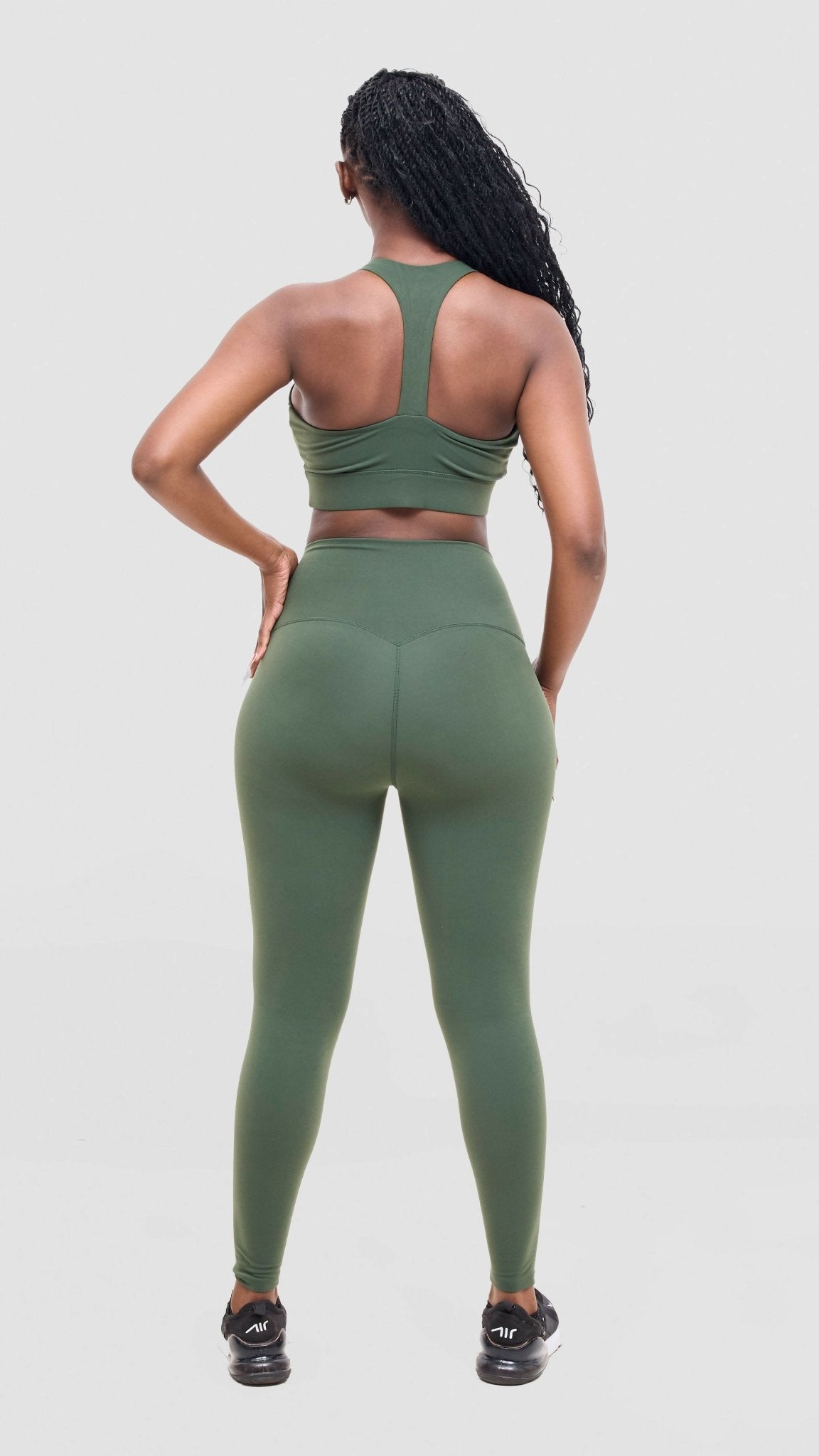 Flen Store Racer Back Sports Bra And Leggings Set - Green - Shopzetu