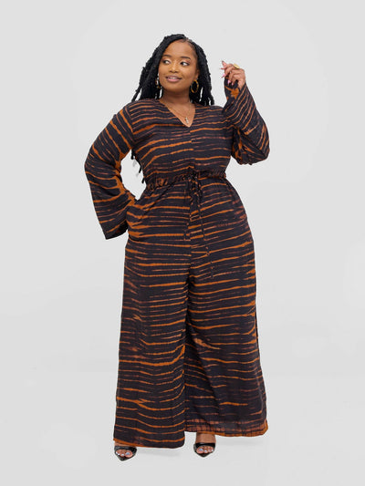 Vivid Afrikana Jumla Jumspuit - Black / Brown - Shopzetu