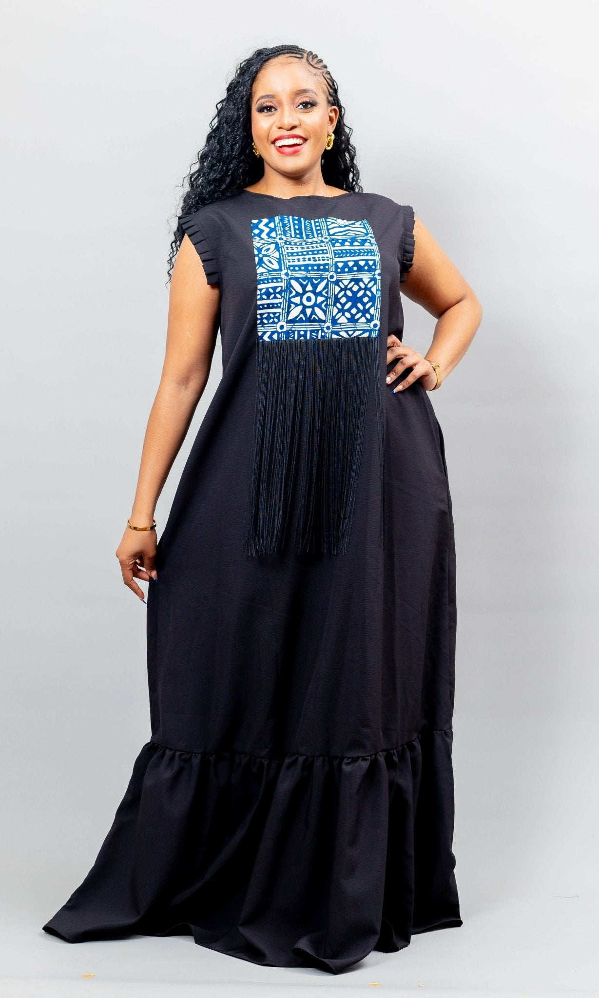 African Yuva Nova Dress - Black - Shopzetu