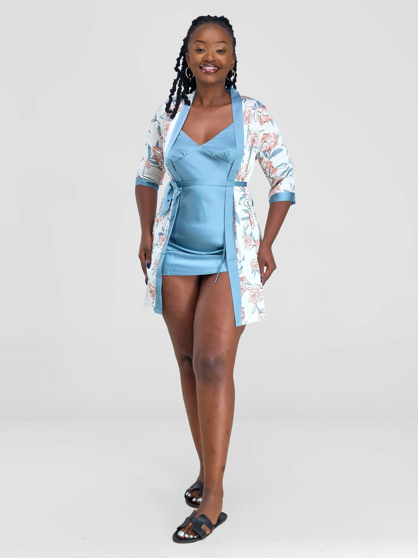 Silk Robe Set - Blue