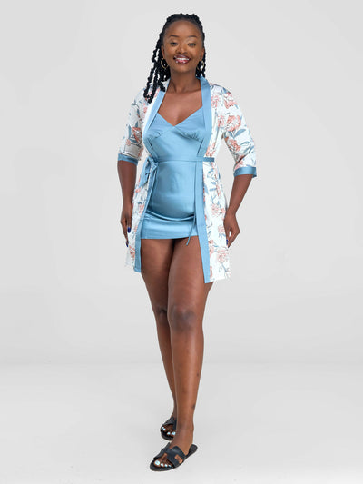 Silk Robe Set - Blue