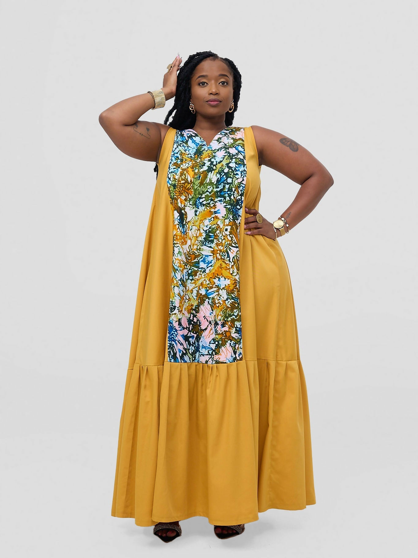 Letaj Fabtory Umbrella Dress - Mustard - Shopzetu