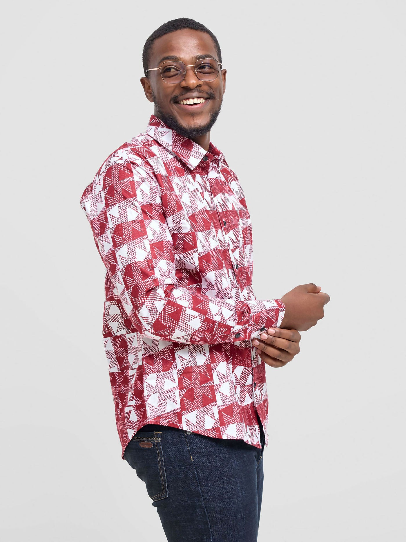 Mendilines Warm African Shirt - Maroon / White - Shopzetu