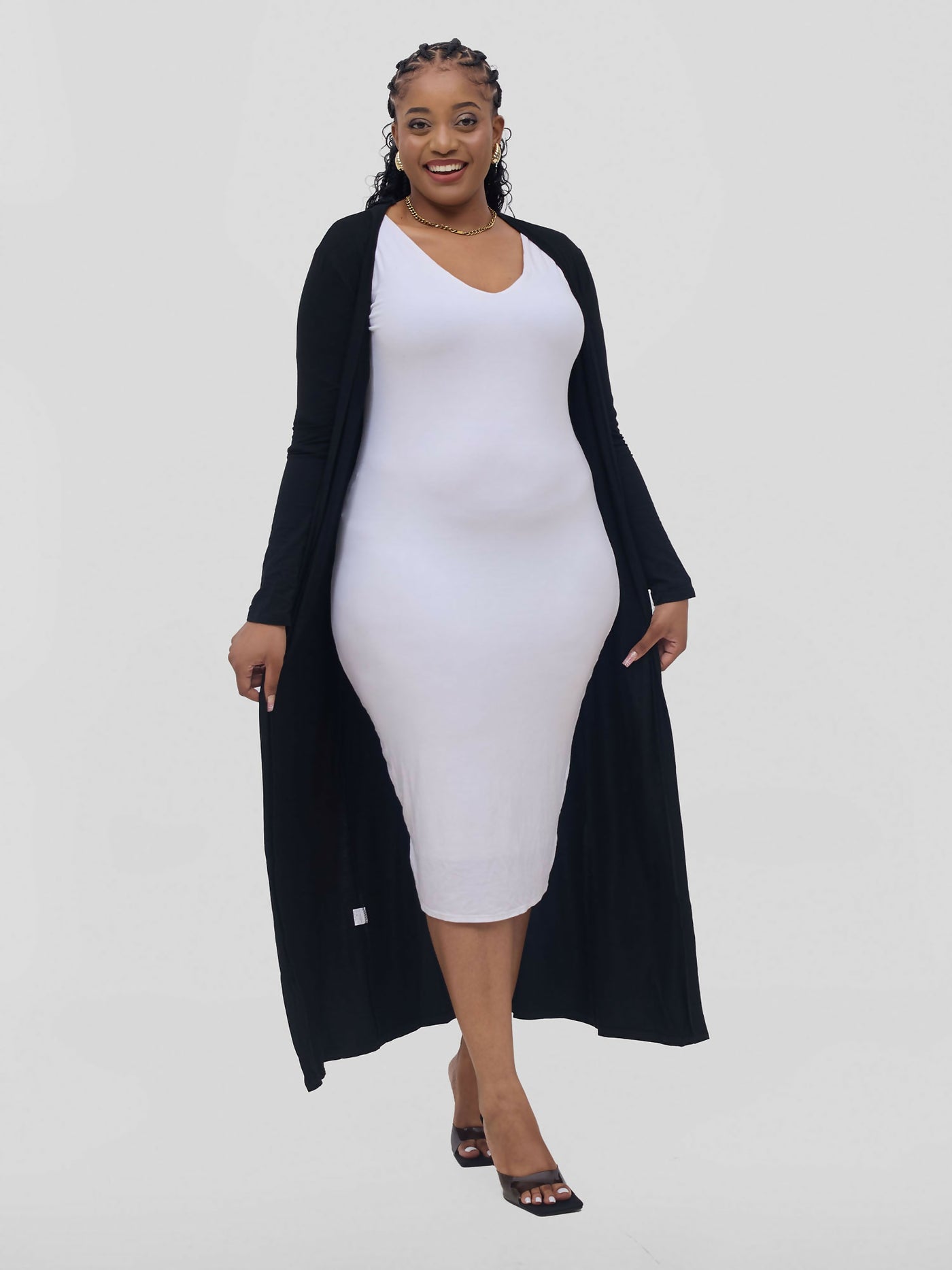 Stylish Sisters Flowy Cotton Kimono - Black - Shopzetu