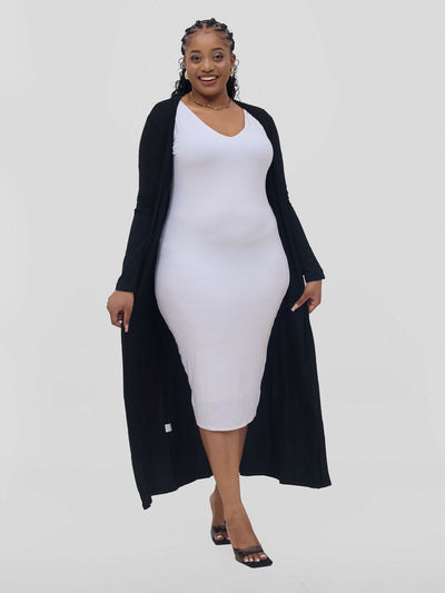 Stylish Sisters Flowy Cotton Kimono - Black - Shopzetu