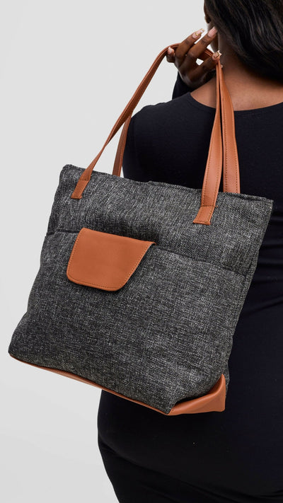 Mkenya Collections Charcoal Tote Bag - Grey - Shopzetu