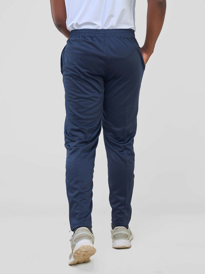 Track Pants W/Elastic Drawstring Waist Pant - Navy Blue - Shopzetu