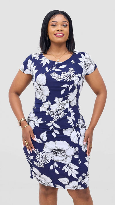 PrettyGline Floral Dress - Blue Floral - Shopzetu