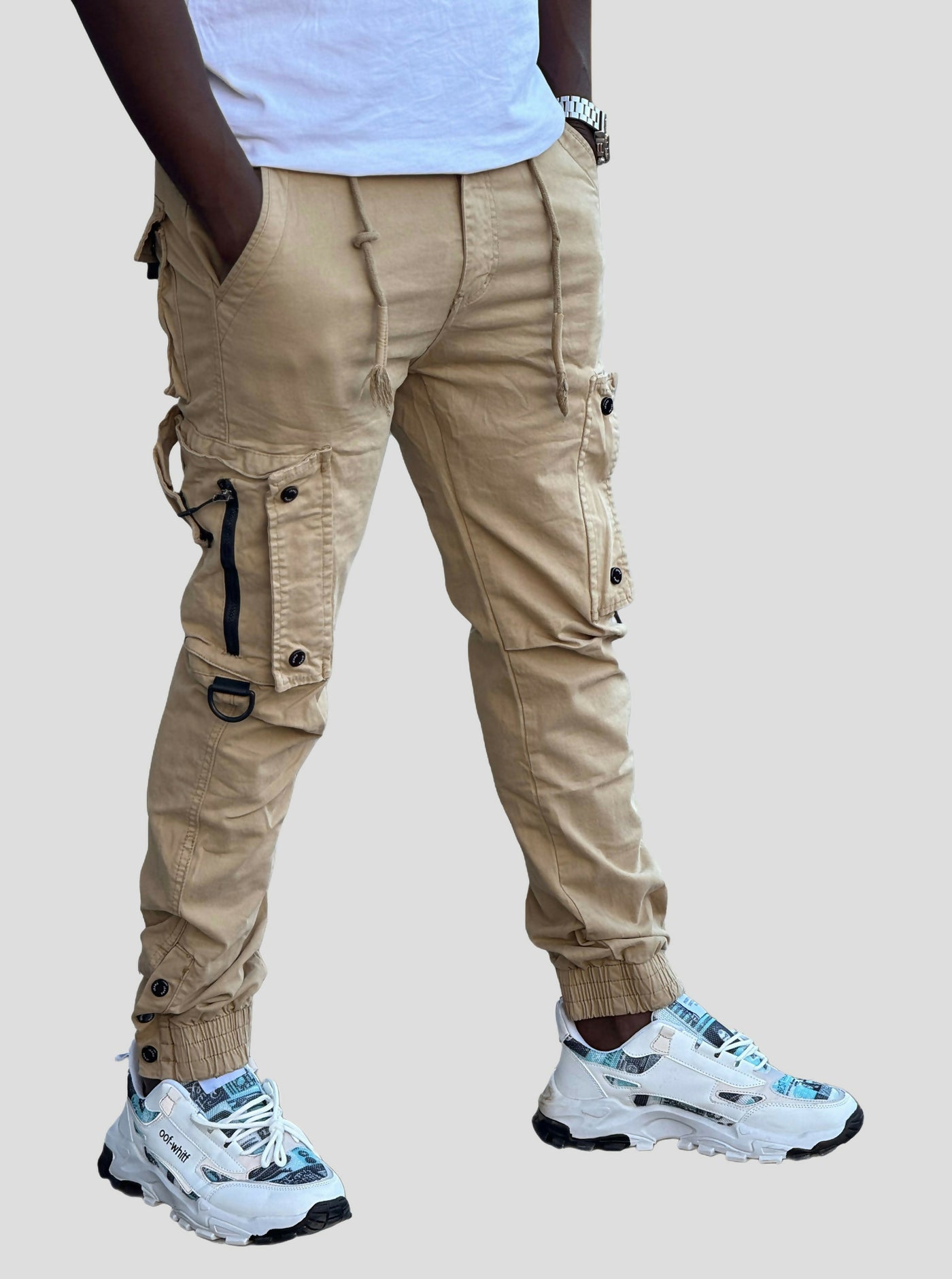 Stylish Brothers Button Down Cargo Pant - Beige - Shopzetu