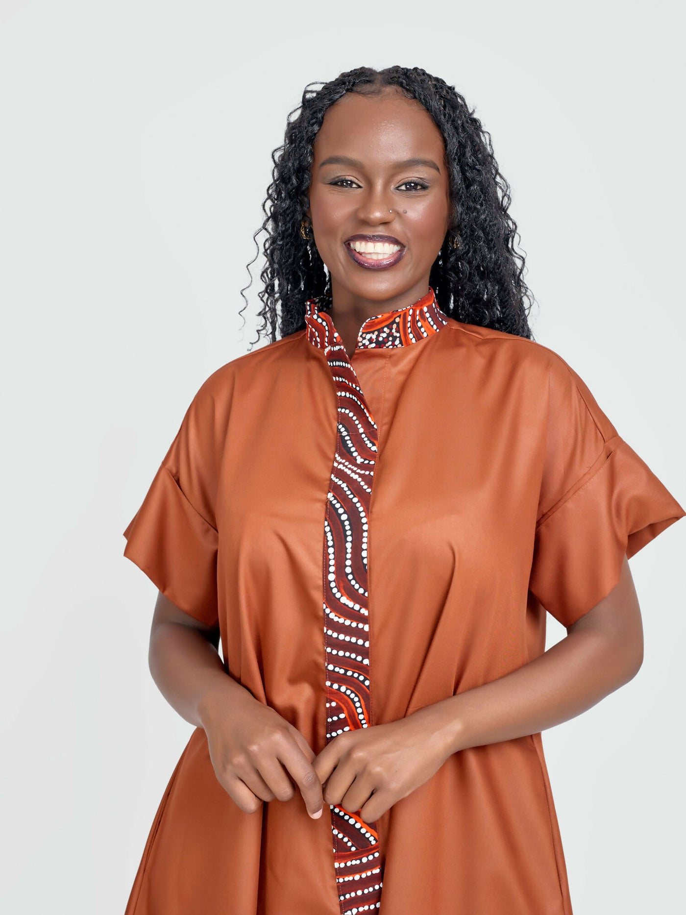 Tuli Amani Shirt Dress - Brown - Shopzetu