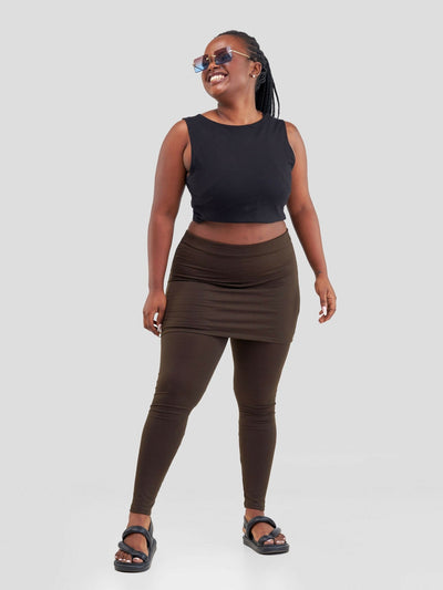Hessed Skirted Legging Pants - Khaki - Shopzetu