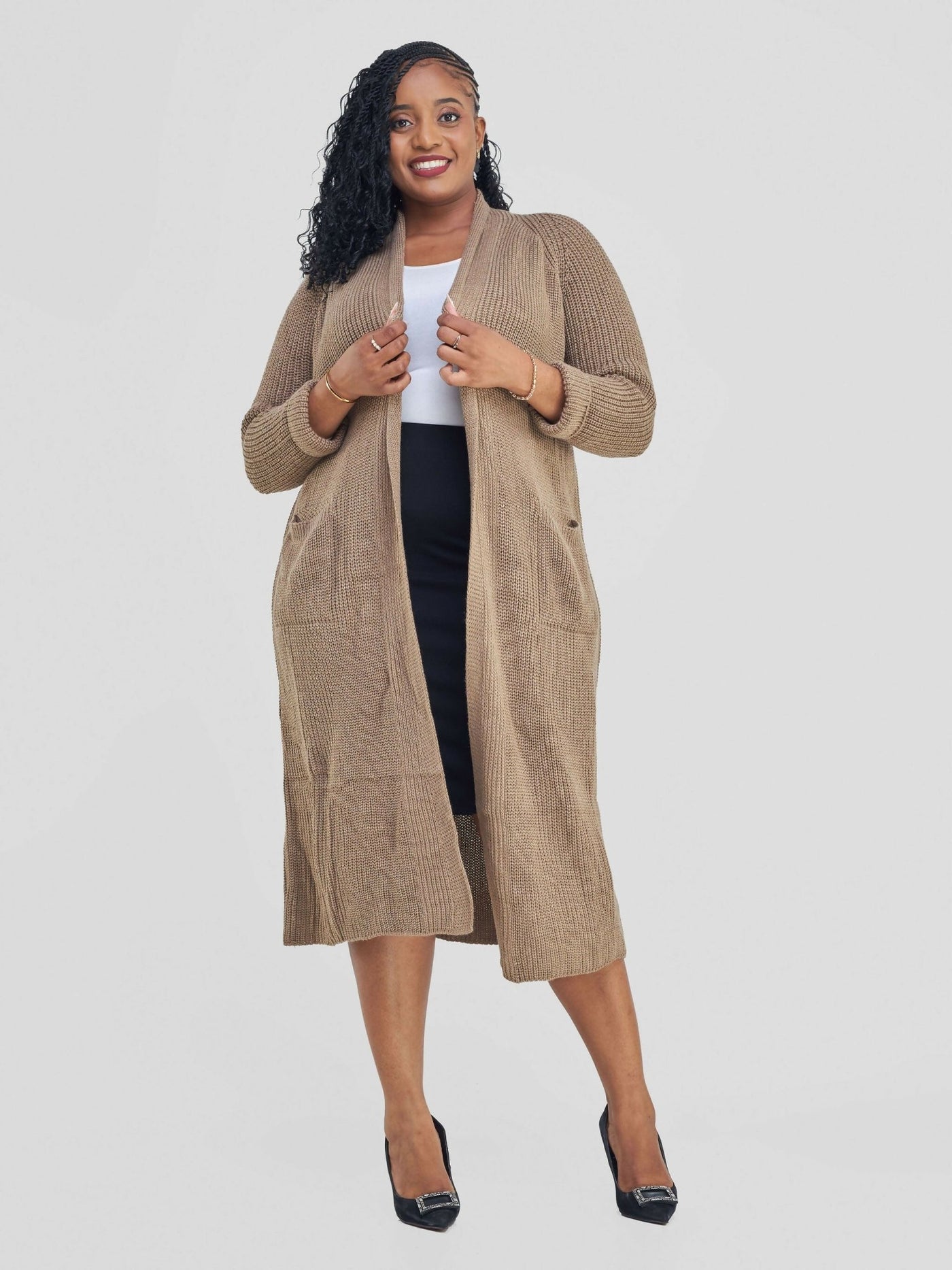 Anel’s Knitwear Midi Kimono - Oak - Shopzetu