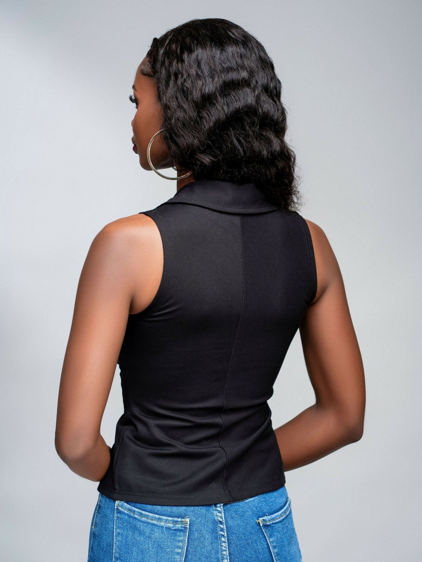 Zia Africa "Clocked In" Zip Up Top - Black - Shopzetu