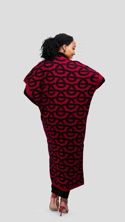 The Fashion Frenzy Kimono - Maroon / Black - Shopzetu