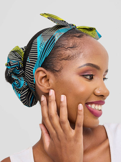 Proverbs 1 Bow Headband Embellished Ascent - Blue Print - Shopzetu