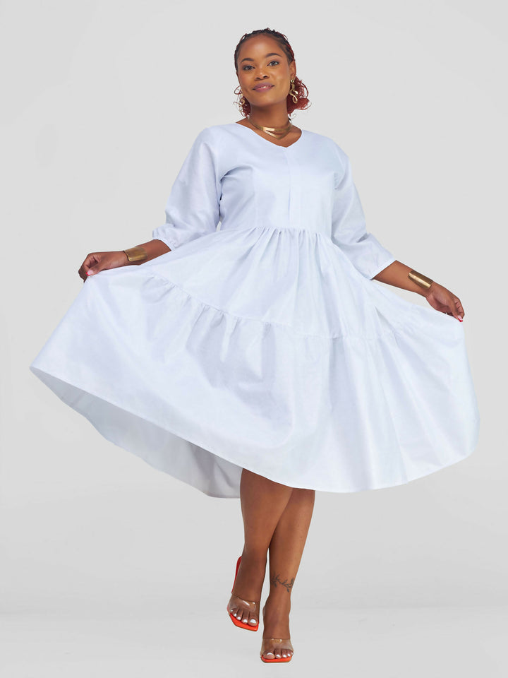 Timyt Urban Wear Tulivu 3/4 Sleeved Dress Cotton - White