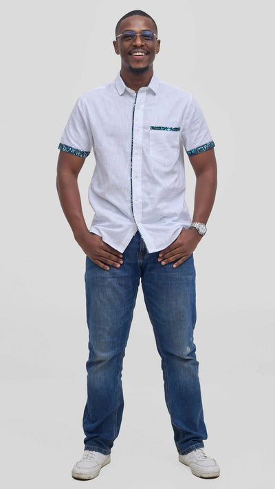 Kitu Kali Linen KK Shirt - White - Shopzetu