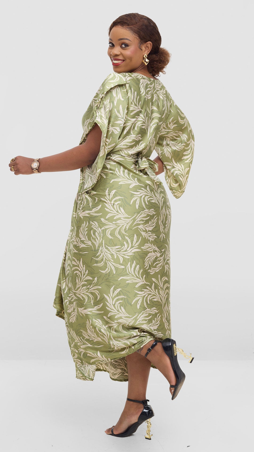 Silk House Collection Elodie Kaftan - Green Abstract